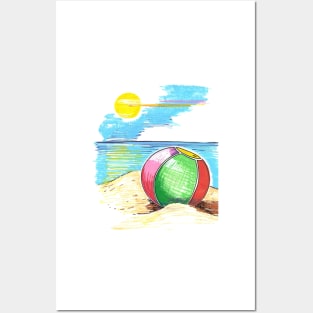 The ball on the beach Posters and Art